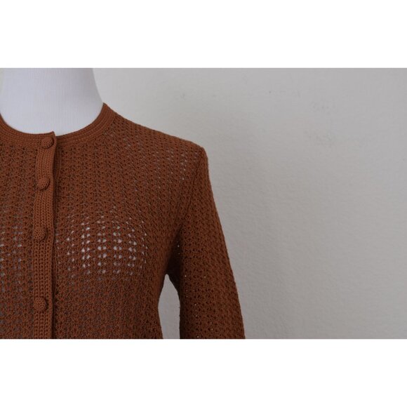 Vintage‎ Crochet Brown Cardigan - Picture 9 of 9